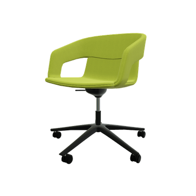 VISITEURS ET FONCTIONNELS - Sur roulettes - Melody - Fauteuil Pietement roulettes Alu poli noir (A). Tissu Int Synergy (S46) - Tissu Ext Synergy (S46)