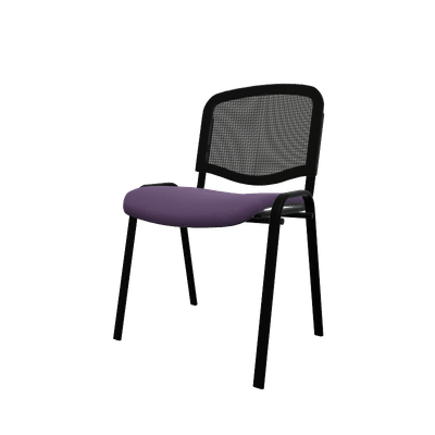 VISITEURS ET FONCTIONNELS - 4 Pieds - Joker Mesh - Chaise piétement 4 pieds laqué noir (A).Assise tissu et dossier résille Lucia Prune YBL (YBL)