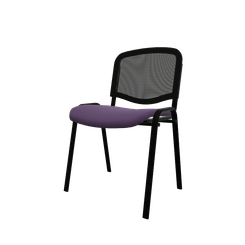 VISITEURS ET FONCTIONNELS - 4 Pieds - Joker Mesh - Chaise piétement 4 pieds laqué noir (A).Assise tissu et dossier résille Lucia Prune YBL (YBL)