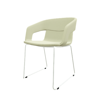 CHAISES ET TABOURETS - Pour tables standards, ht 75 cm, piétement 4 pieds - Melody - Fauteuil pietement Luge Blanc (BL). Tissu Int Vinyle Ivoire DNI (D16) - Tissu Ext Vinyle Ivoire DNI (D16)