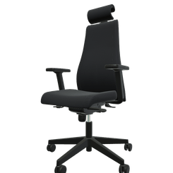 DIRECTION - Fauteuils - SO PRETTY - Fauteuil manager + têtière + accotoirs. Mécanisme synchrone décalé avec translation d'assise. Tissus Cuir Pleine Fleur Noir SQA SQA