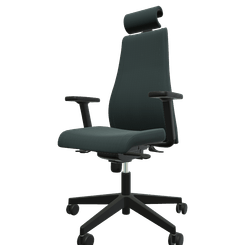 DIRECTION - Fauteuils - SO PRETTY - Fauteuil manager + têtière + accotoirs. Mécanisme synchrone décalé avec translation d'assise. Tissus Cuir Pleine Fleur Vert foncé SQH SQH