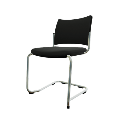 VISITEURS ET FONCTIONNELS - Luge - ZEN tissu visiteur - Chaise Piétement luge chrome (CH).Assise et dossier tissu Bondai Noir (8033)