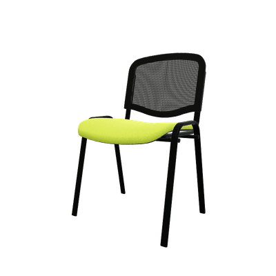 VISITEURS ET FONCTIONNELS - 4 Pieds - Joker Mesh - Chaise piétement 4 pieds laqué noir (A).Assise tissu et dossier résille Lucia Vert pomme YBV (YBV)