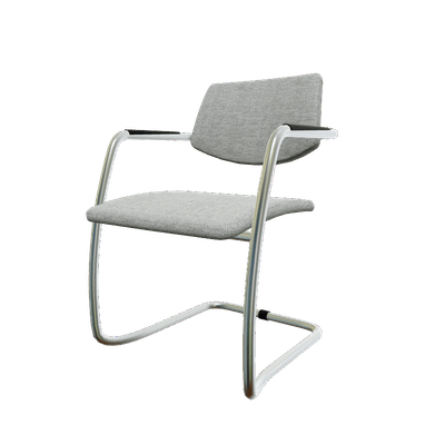 VISITEURS ET FONCTIONNELS - Luge - Diva - Chaise piétement luge chrome (CH).Assise et dossier tissu Berta Gris (AD2)