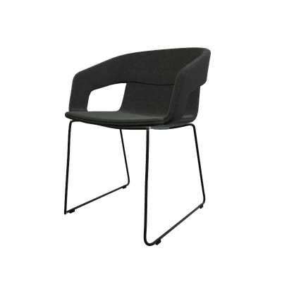 CHAISES ET TABOURETS - Pour tables standards, ht 75 cm, piétement 4 pieds - MELODY fauteuil piétement luge laqué noir