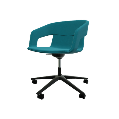 VISITEURS ET FONCTIONNELS - Sur roulettes - Melody - Fauteuil Pietement roulettes Alu poli noir (A). Tissu Int Step (L03) - Tissu Ext Step (L03)