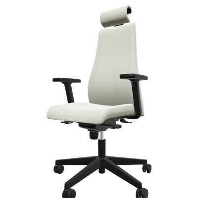 DIRECTION - Fauteuils - SO PRETTY - Fauteuil manager + têtière + accotoirs. Mécanisme synchrone décalé avec translation d'assise. Tissus Cuir Pleine Fleur Gris clair SQM SQM