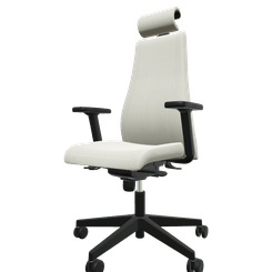 DIRECTION - Fauteuils - SO PRETTY - Fauteuil manager + têtière + accotoirs. Mécanisme synchrone décalé avec translation d'assise. Tissus Cuir Pleine Fleur Gris clair SQM SQM