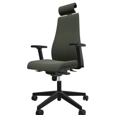 DIRECTION - Fauteuils - SO PRETTY - Fauteuil manager + têtière + accotoirs. Mécanisme synchrone décalé avec translation d'assise. Tissus Cuir Pleine Fleur Gris Foncé SQG SQG