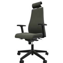 DIRECTION - Fauteuils - SO PRETTY - Fauteuil manager + têtière + accotoirs. Mécanisme synchrone décalé avec translation d'assise. Tissus Cuir Pleine Fleur Gris Foncé SQG SQG