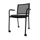 VISITEURS ET FONCTIONNELS - Sur roulettes - ZEN mesh visiteur - Chaise 4 pieds roulettes accotoirs laqué noir (A).Assise tissu et dossier résille Bondai Noir (8033)