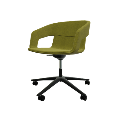 VISITEURS ET FONCTIONNELS - Sur roulettes - Melody - Fauteuil Pietement roulettes Alu poli noir (A). Tissu Int Step (L08) - Tissu Ext Step (L08)