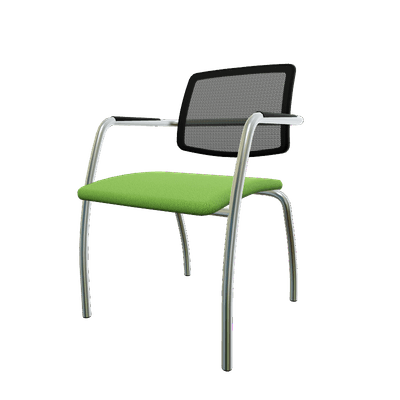 VISITEURS ET FONCTIONNELS - 4 Pieds - Diva - Chaise dos résille- Piétement 4 pieds chrome (CH).Assise tissu Bondai Vert (7048)
