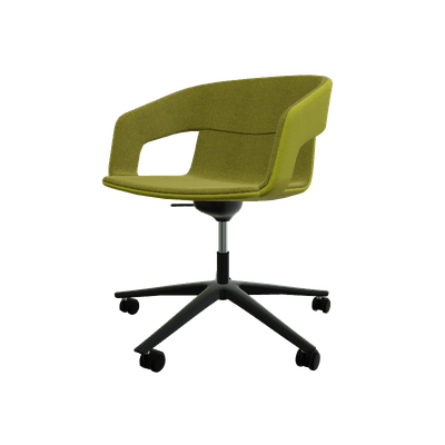 VISITEURS ET FONCTIONNELS - Sur roulettes - Melody - Fauteuil Pietement roulettes Alu poli noir (A). Tissu Int Step (L08) - Tissu Ext Step (L1)