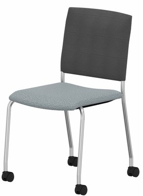 VISITEURS ET FONCTIONNELS - Sur roulettes - ZEN mesh visiteur - Chaise 4 pieds sur roulettes alu (AL).Assise tissu et dossier résille Bondai Gris Clair (8078)