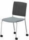 VISITEURS ET FONCTIONNELS - Sur roulettes - ZEN mesh visiteur - Chaise 4 pieds sur roulettes alu (AL).Assise tissu et dossier résille Bondai Gris Clair (8078)