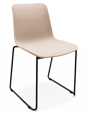 CHAISES ET TABOURETS - Pour tables standards, ht 75 cm, piétement luge - SURF- Chaise -Finitions : coque POLYPROPYLENE GRAINE ROSE / PIETEMENT EPOXY : structure noire