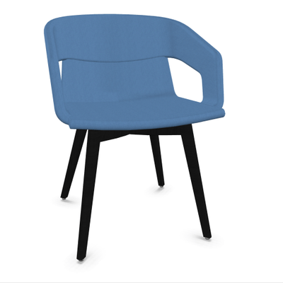 FAUTEUILS/POUFS - 4 pieds bois - MELODY fauteuil 4 pieds bois. face intérieure tissu SYNERGY coloris bleu face extérieure tissu SYNERGY coloris bleu piétement noir