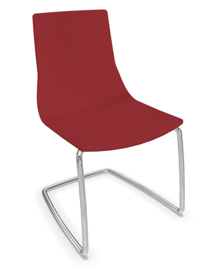 DIRECTION - Visiteurs - KI chaise de conférence moyen dossier. piétement luge chromé, revêtement vinyle DNR rouge cerise