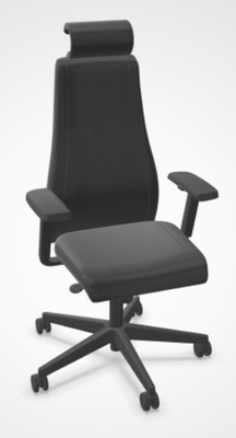 DIRECTION - Fauteuils - SO PRETTY - Fauteuil manager + têtière + accotoirs. Mécanisme synchrone décalé avec translation d'assise. Tissus Cuir Pleine Fleur Noir SQA SQA