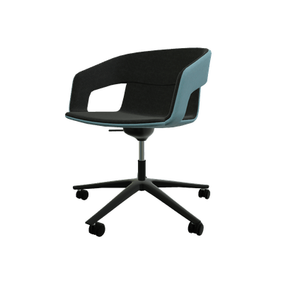 VISITEURS ET FONCTIONNELS - Sur roulettes - Melody - Fauteuil Pietement roulettes Alu poli noir (A). Tissu Int Synergy (S17) - Tissu Ext Synergy (S56)