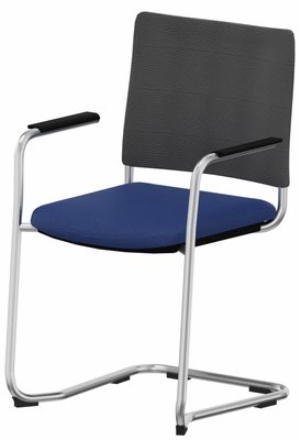 VISITEURS ET FONCTIONNELS - Luge - ZEN mesh visiteur - Chaise Piétement luge avec accotoirs alu (AL).Assise tissu et dossier résille Step Bleu STB (L05)