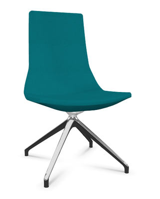 DIRECTION - Visiteurs - KI chaise de conférence haut dossier. piétement 4 branches en aluminium poli. revêtement tissu STEP coloris turquoise