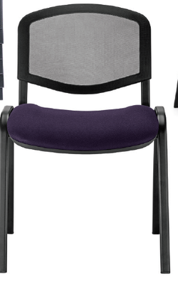 VISITEURS ET FONCTIONNELS - 4 Pieds - Joker Mesh - Chaise piétement 4 pieds laqué noir (A).Assise tissu et dossier résille Lucia Prune YBL (YBL)