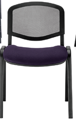 VISITEURS ET FONCTIONNELS - 4 Pieds - Joker Mesh - Chaise piétement 4 pieds laqué noir (A).Assise tissu et dossier résille Lucia Prune YBL (YBL)