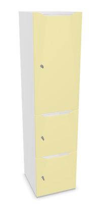 CASIERS - 3 cases - Meuble à cases H.182xL.45xP.50cm - 3 cases : 1 x H86cm (en haut) + 2 x H43cm (en bas). portes avec découpe en partie haute. serrure à code