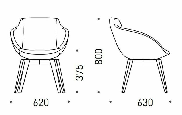 FAUTEUILS/POUFS - 4 pieds bois - Fauteuil COCO tapissé Enduit intérieur Gris Clair / extérieur Gris Clair