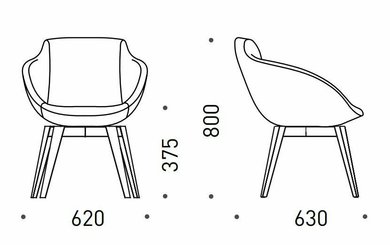 FAUTEUILS/POUFS - 4 pieds bois - Fauteuil COCO tapissé Enduit intérieur Gris Clair / extérieur Gris Clair