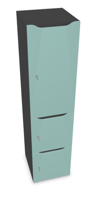 CASIERS - 3 cases - Meuble à cases H.182xL.45xP.50cm - 3 cases : 1 x H86cm (en haut) + 2 x H43cm (en bas). portes avec découpe en partie haute. serrure à code