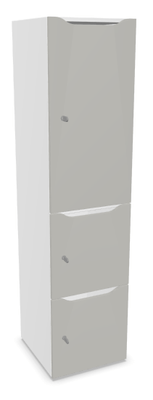 CASIERS - 3 cases - Meuble à cases H.182xL.45xP.50cm - 3 cases : 1 x H86cm (en haut) + 2 x H43cm (en bas). portes avec découpe en partie haute. serrure à code