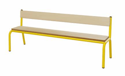 SCOLAIRE - Decouvrir - Banc MOLY avec dossier MDF mélaminé ép.19 mm chant vernis piètement époxy - L200 cm - T2 - Ivoire