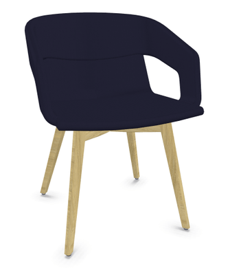 FAUTEUILS/POUFS - 4 pieds bois - MELODY fauteuil 4 pieds bois. face intérieure tissu SYNERGY coloris bleu marine face extérieure tissu SYNERGY coloris bleu marine piétement frêne brun