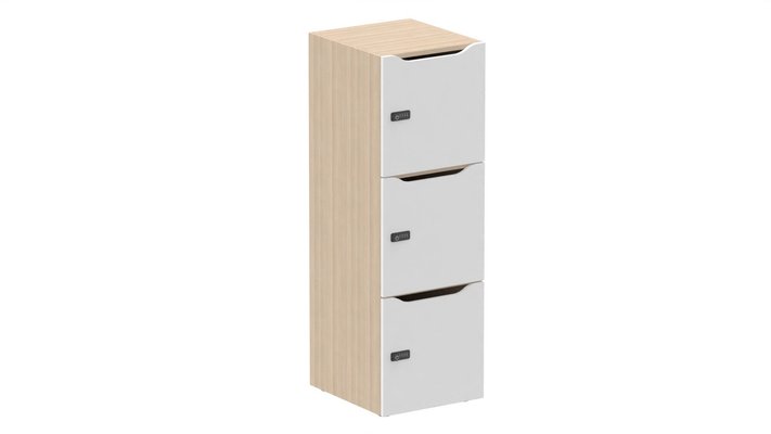 CASIERS - 3 cases - Meuble à cases H.137xL.45xP.50cm - 3 cases H43cm. portes avec découpe en partie haute. serrure à code