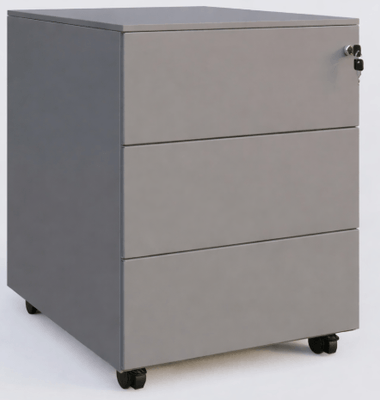 [Pas de famille] - [Pas de sous famille] - Caisson métal sur roulettes 3 tiroirs H57xL42xP54cm/ aluminium