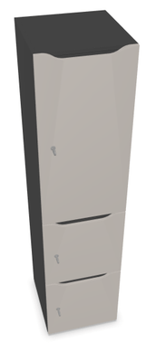 CASIERS - 3 cases - Meuble à cases H.182xL.45xP.50cm - 3 cases : 1 x H86cm (en haut) + 2 x H43cm (en bas). portes avec découpe en partie haute. serrure à code