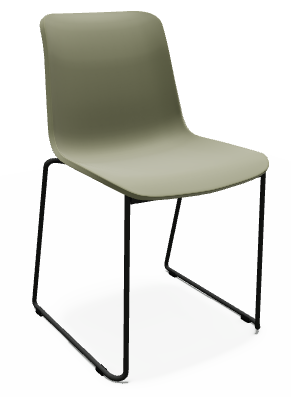 CHAISES ET TABOURETS - Pour tables standards, ht 75 cm, piétement luge - SURF- Chaise -Finitions : coque POLYPROPYLENE GRAINE VERT / PIETEMENT EPOXY : structure noire