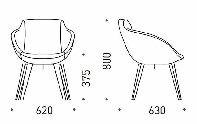 FAUTEUILS/POUFS - 4 pieds bois - COCO Siège Lounge coque polyuréthane moulé tapissé Step intérieur Turquoise chiné / extérieur Gris chiné