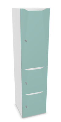 CASIERS - 3 cases - Meuble à cases H.182xL.45xP.50cm - 3 cases : 1 x H86cm (en haut) + 2 x H43cm (en bas). portes avec découpe en partie haute. serrure à code