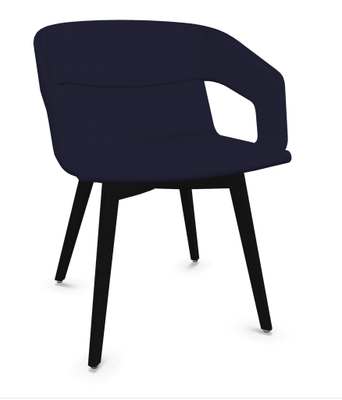 FAUTEUILS/POUFS - 4 pieds bois - MELODY fauteuil 4 pieds bois. face intérieure tissu SYNERGY coloris bleu marine face extérieure tissu SYNERGY coloris bleu marine piétement noir