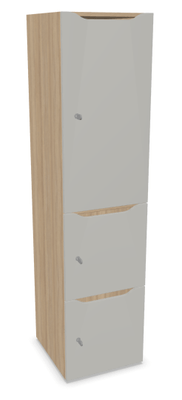 CASIERS - 3 cases - Meuble à cases H.182xL.45xP.50cm - 3 cases : 1 x H86cm (en haut) + 2 x H43cm (en bas). portes avec découpe en partie haute. serrure à code