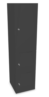 CASIERS - 3 cases - Meuble à cases H.182xL.45xP.50cm - 3 cases : 1 x H86cm (en haut) + 2 x H43cm (en bas). portes avec découpe en partie haute. serrure à code