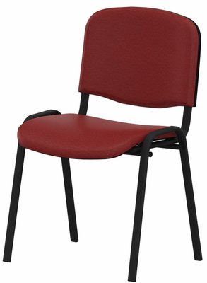 VISITEURS ET FONCTIONNELS - 4 Pieds - Joker Eco - Chaise piétement 4 pieds laqué noir (Noir).Assise et dossier tissu Vinyle V1 Rouge (VNE)