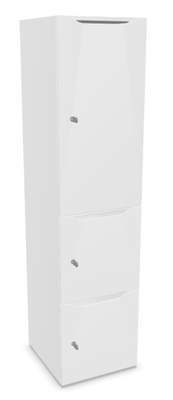 CASIERS - 3 cases - Meuble à cases H.182xL.45xP.50cm - 3 cases : 1 x H86cm (en haut) + 2 x H43cm (en bas). portes avec découpe en partie haute. serrure à code