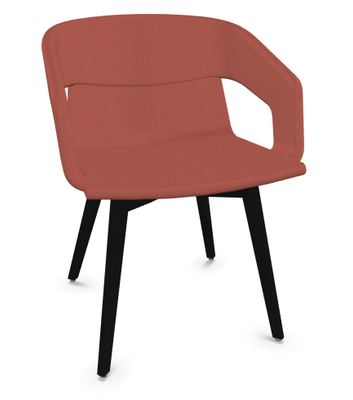 FAUTEUILS/POUFS - 4 pieds bois - MELODY fauteuil 4 pieds bois. face intérieure tissu SYNERGY coloris rouge intense face extérieure tissu SYNERGY coloris rouge intense piétement frêne brun