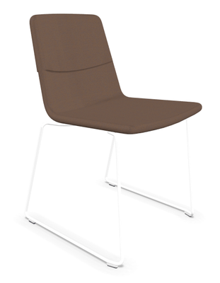 CHAISES ET TABOURETS - Pour tables standards, ht 75 cm, piétement 4 pieds - Melody - Chaise pietement Luge Blanc (BL). Tissu Int Synergy SY37 - Tissu Ext Synergy Sy37